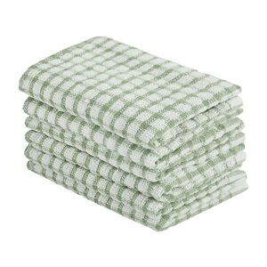 6pcs Cotton Terry Small Kitchen Dish Cloth Absorbent Cleaning Dish Rags Green